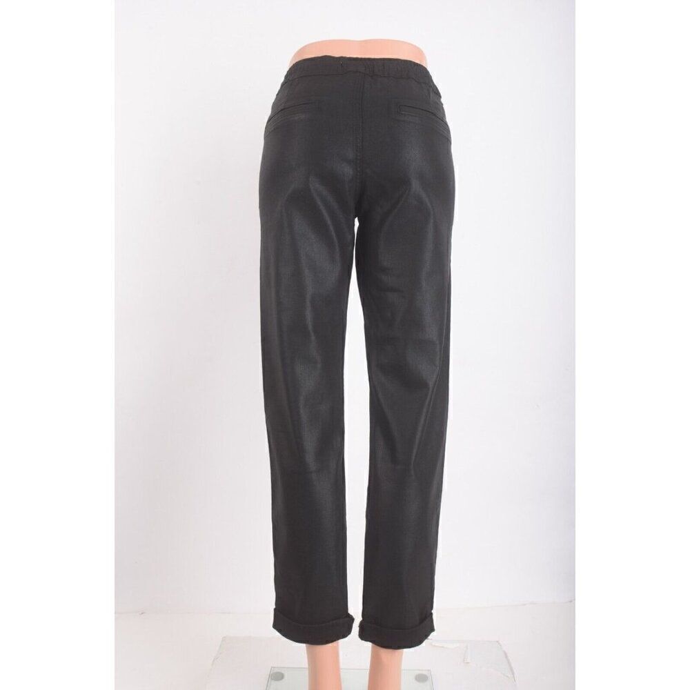 Hudson Jeans Womens Tracker Pants XS Black Coated Elastic Waist linen lyocell - Picture 4 of 7